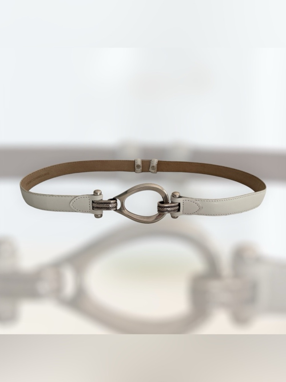 White Leather Hook And Eye Women's Boho Belt | Silver Accent